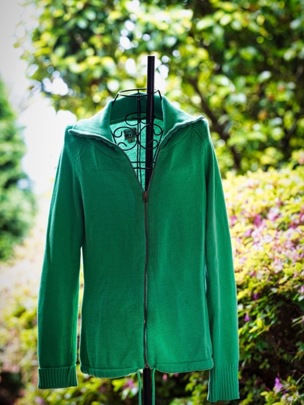 Converse One Star Emerald Green Full Zip Knit Cardigan Sweater